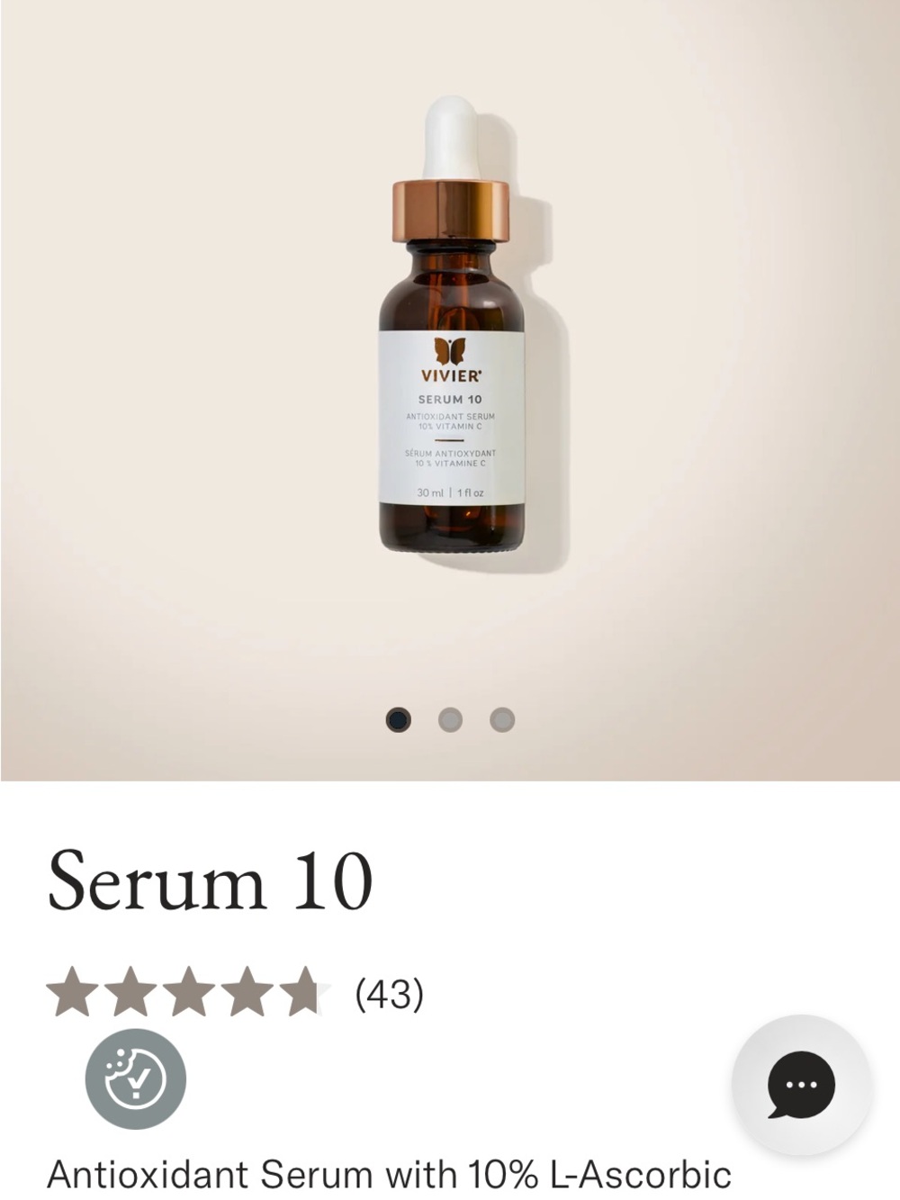 Vivier Antioxidant Serum 10 — BRAND NEW STILL SEALED IN BOX 10 ml